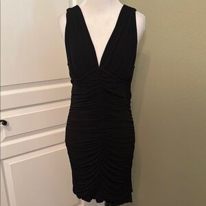 BCBGMaxAzria Black Ruched Bodycon Dress